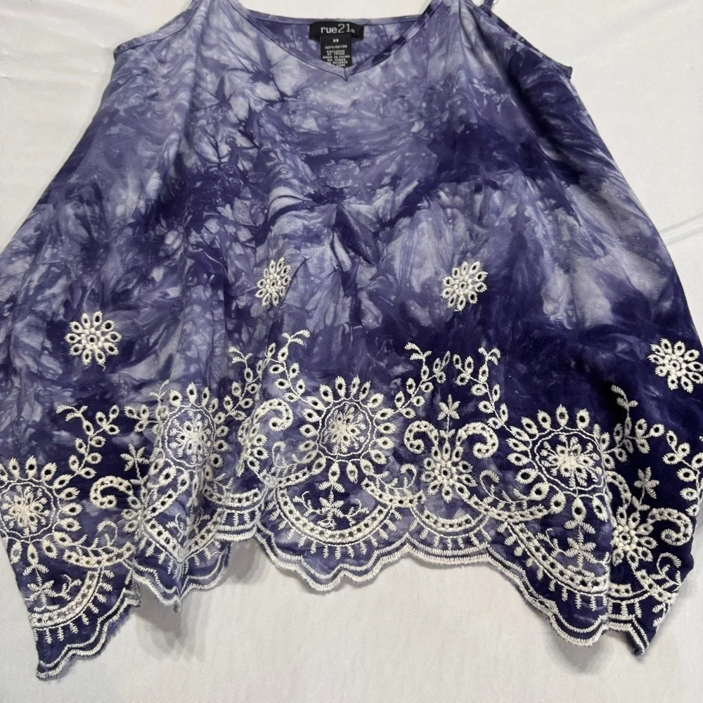 Rue21 Tie-dye‎ Handkerchief Tank Top Blue & white Size XS